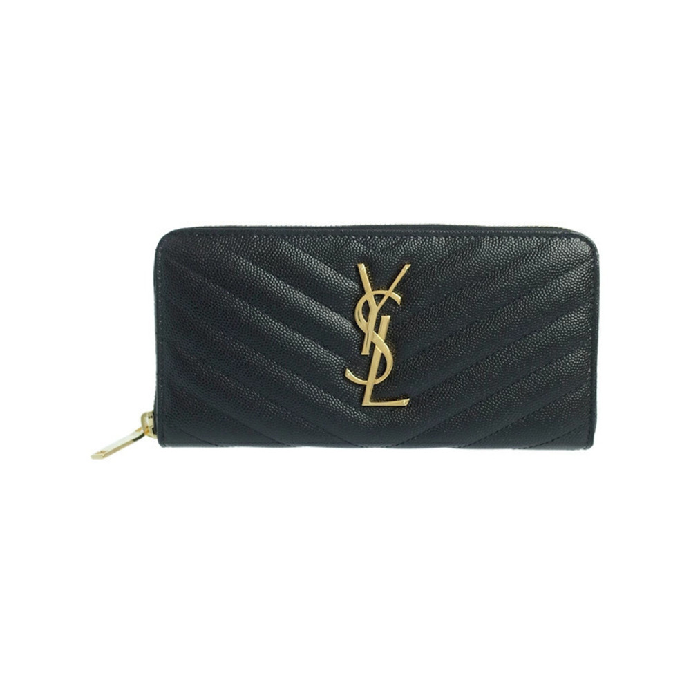 SAINT LAURENT Paris Monogram Full Zip Wallet Round Long